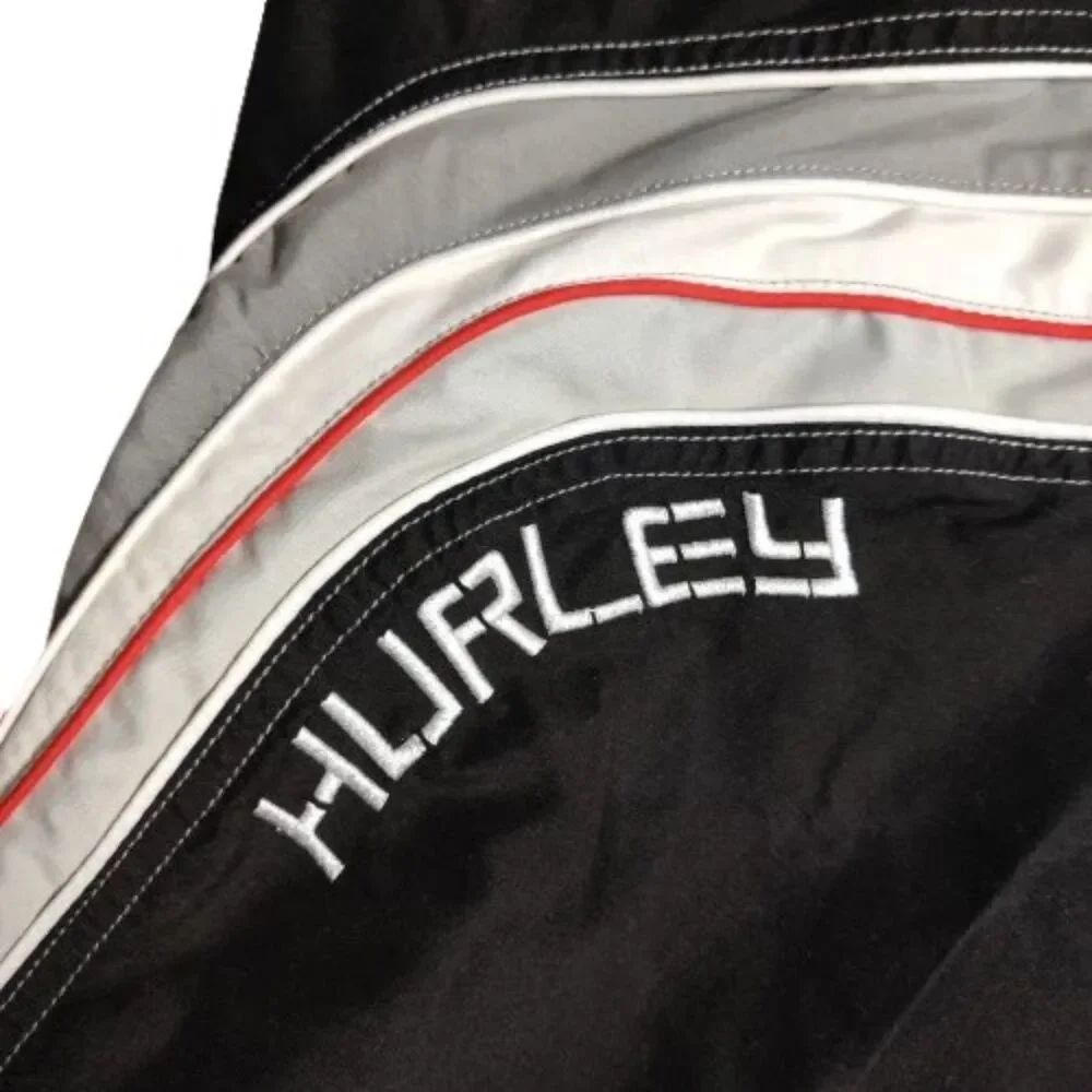 Hurley Mens Board Shorts Black Gray Red Stripe Swim Trunks Size 40 Surf Swimwear